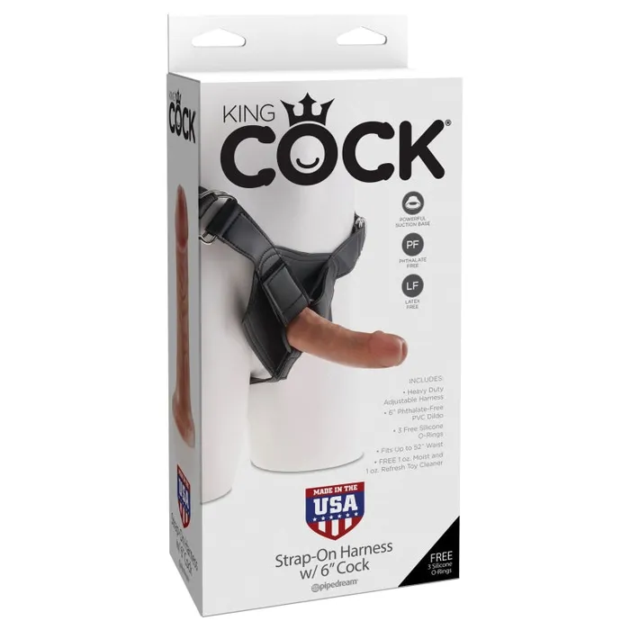 Pipedream Female Sex Toys King Cock Strap on Harness With 6 Inch Cock Tan Pipedream Female Sex Toys King Cock Strap on Harness With 6 Inch Cock Tan