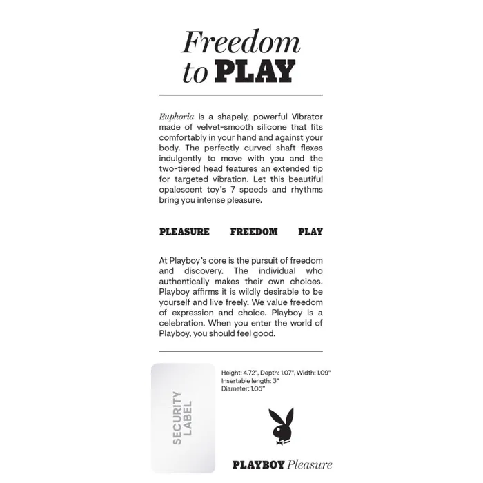 Playboy Female Sex Toys Euphoria Vibrator Opal