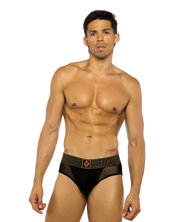 Sacred Heart Briefs with Studded Elastic Waist Band Black Roma Costume Anal Sacred Heart Briefs with Studded Elastic Waist Band Black Roma Costume Anal
