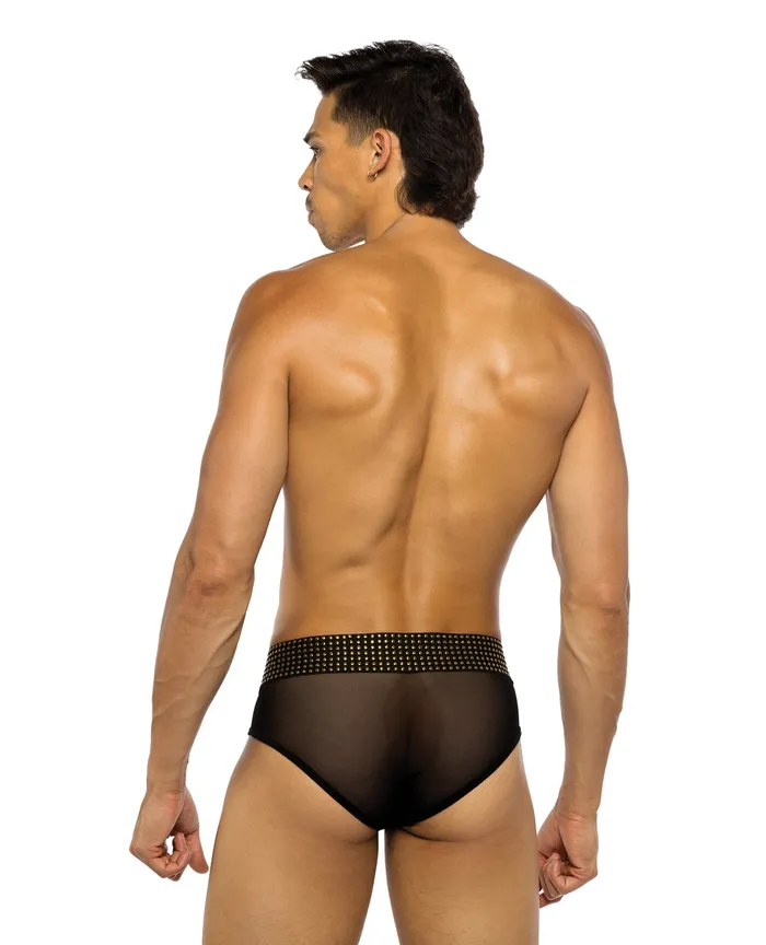 Sacred Heart Briefs with Studded Elastic Waist Band Black Roma Costume Anal