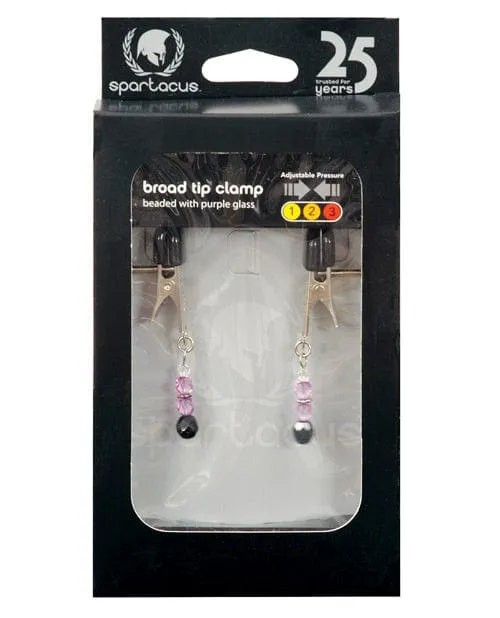 Spartacus Adjustable Broad Tip Nipple Clamps with Purple Beads Spartacus Male Sex Toys Spartacus Adjustable Broad Tip Nipple Clamps with Purple Beads Spartacus Male Sex Toys