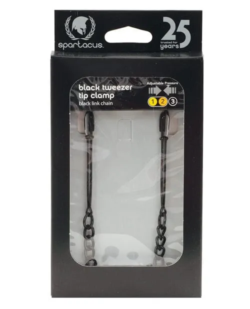 Spartacus Spartacus Adjustable Black Tweezer Nipple Clamps with Chain Female Sex Toys Spartacus Spartacus Adjustable Black Tweezer Nipple Clamps with Chain Female Sex Toys