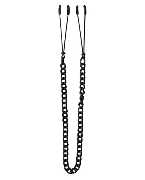 Spartacus Spartacus Adjustable Black Tweezer Nipple Clamps with Chain Female Sex Toys Spartacus Spartacus Adjustable Black Tweezer Nipple Clamps with Chain Female Sex Toys