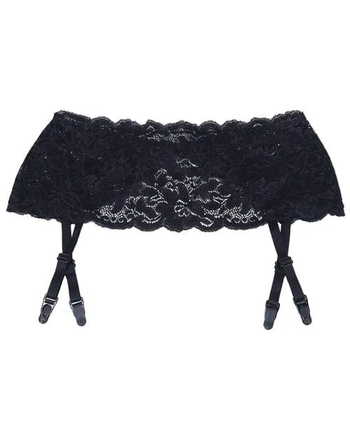 Stretch Lace Garter Belt with Adjustable Garters Black One Size Fits Most Shirley Of Hollywood Teddies And Bodies