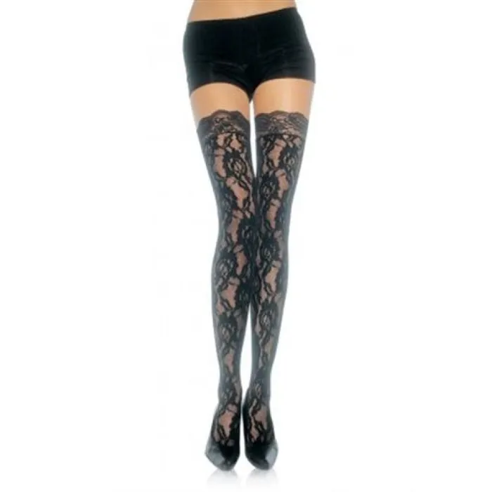 Teddies And Bodies Lace Top Lace Thigh Highs One Size Black Leg Avenue Teddies And Bodies Lace Top Lace Thigh Highs One Size Black Leg Avenue