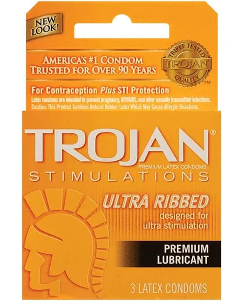 Trojan Ribbed Condoms Box Of 3 Trojan Female Sex Toys