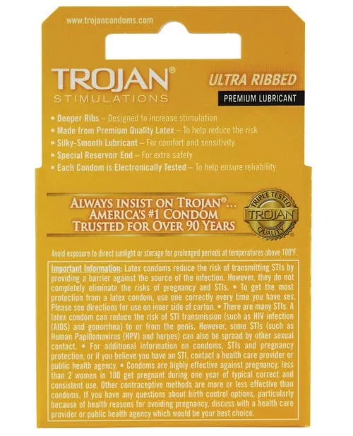 Trojan Ribbed Condoms Box Of 3 Trojan Female Sex Toys Trojan Ribbed Condoms Box Of 3 Trojan Female Sex Toys
