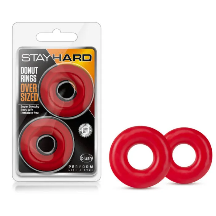 Vibrators Blush Novelties Stay Hard Donut Rings Oversized Red