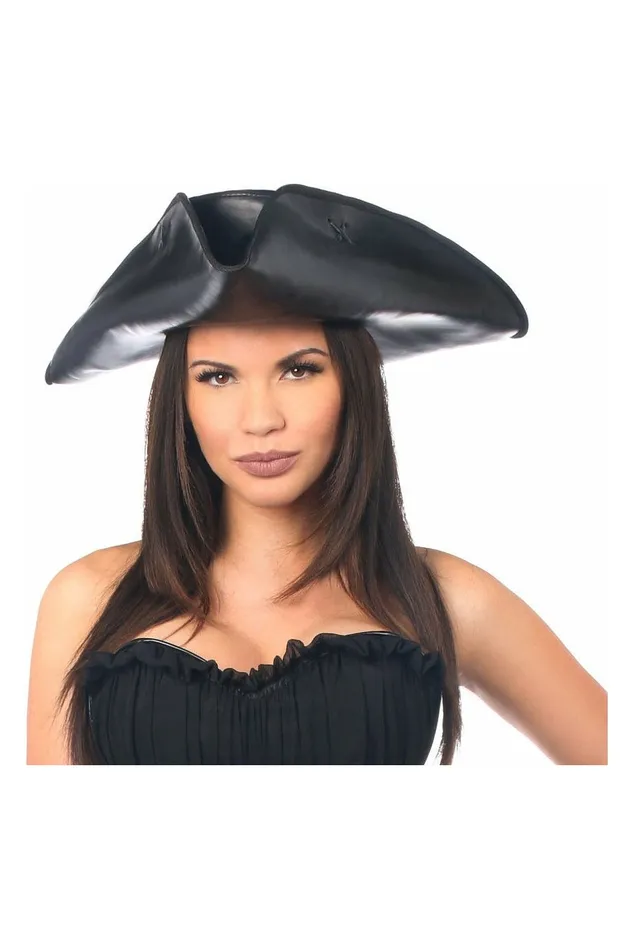Anal Black Faux Leather Pirate Hat Daisy Corsets