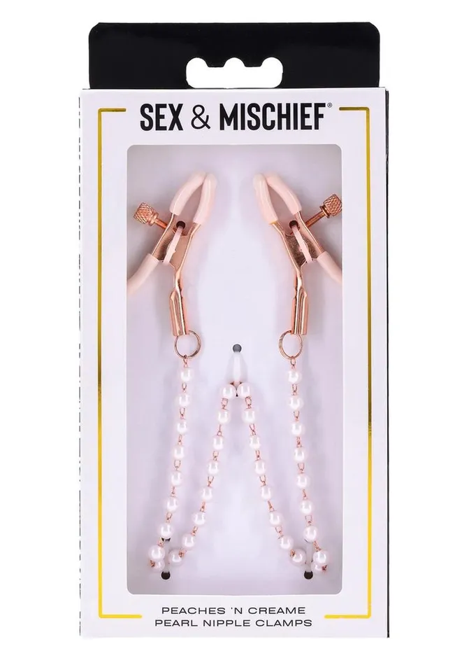 Couples Sex and Mischief Sex and Mischief Peaches N Creame Pearl Nipple Clamps