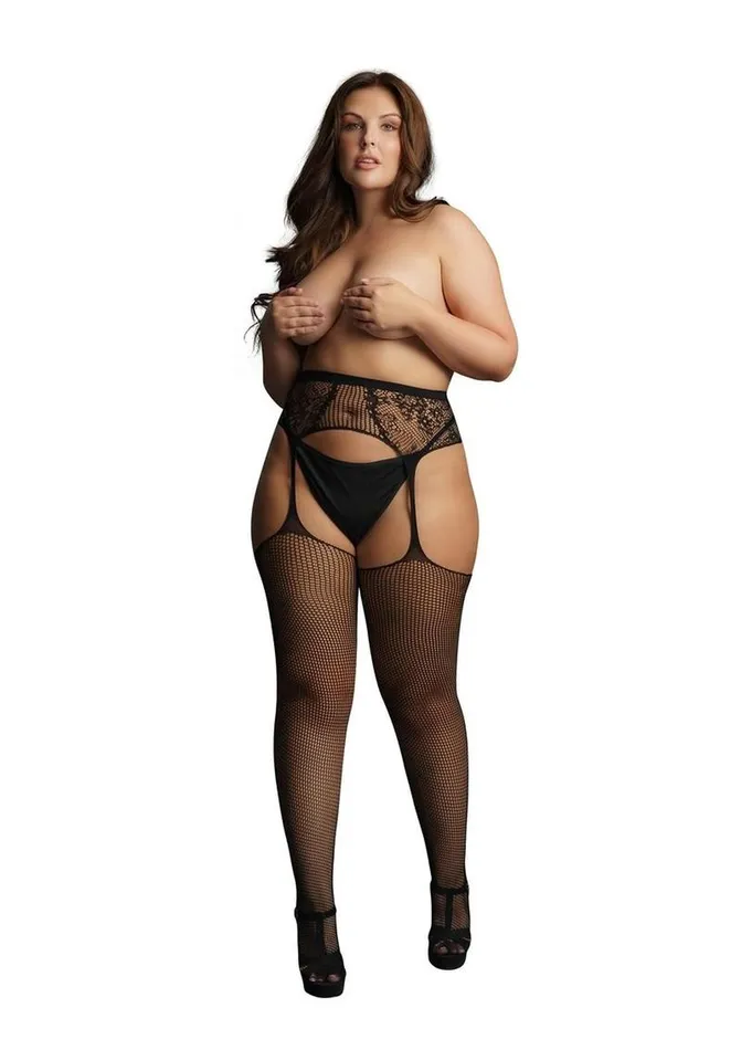 Le Desir Le Desir Fishnet and Lace Garterbelt Stockings Vibrators