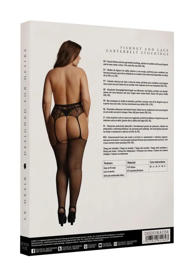 Le Desir Le Desir Fishnet and Lace Garterbelt Stockings Vibrators
