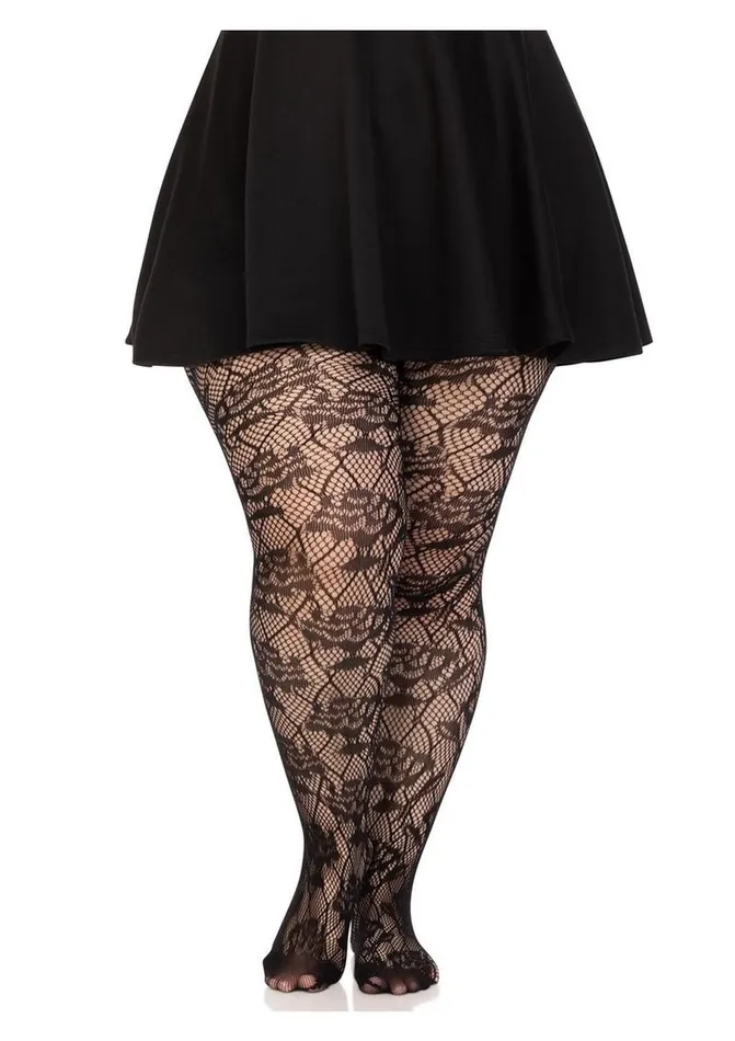 Leg Avenue Vibrators Wild Rose Net Tights 1x2x