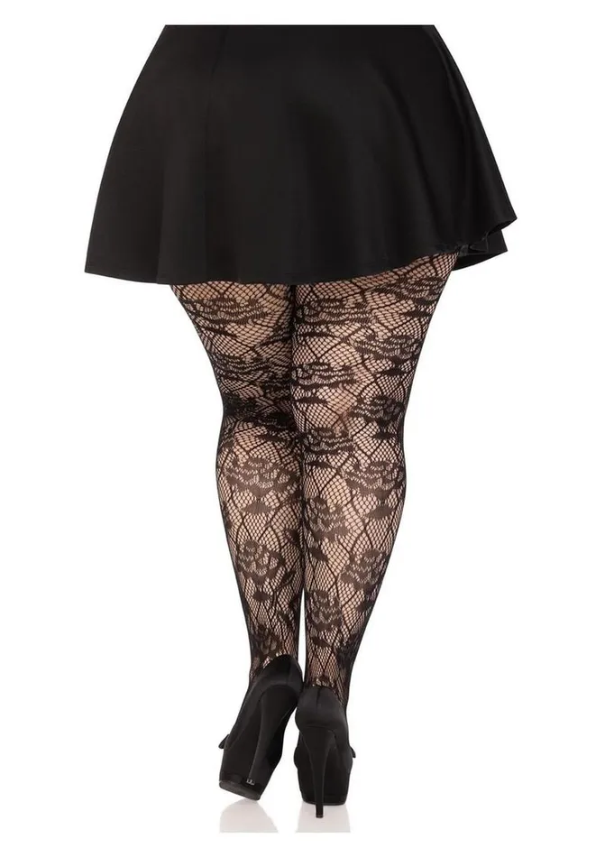 Leg Avenue Vibrators Wild Rose Net Tights 1x2x