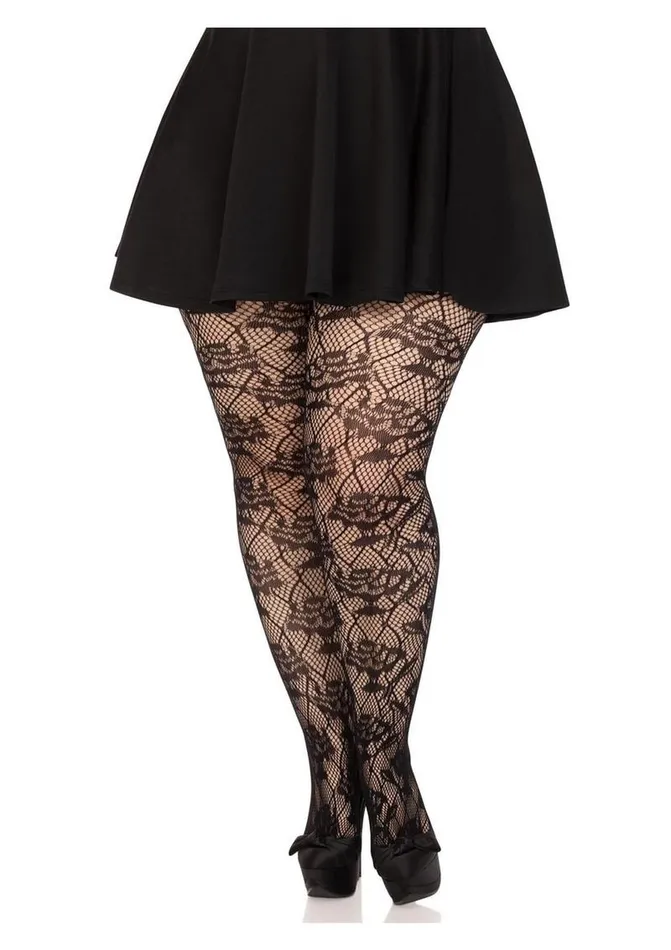 Leg Avenue Vibrators Wild Rose Net Tights 1x2x