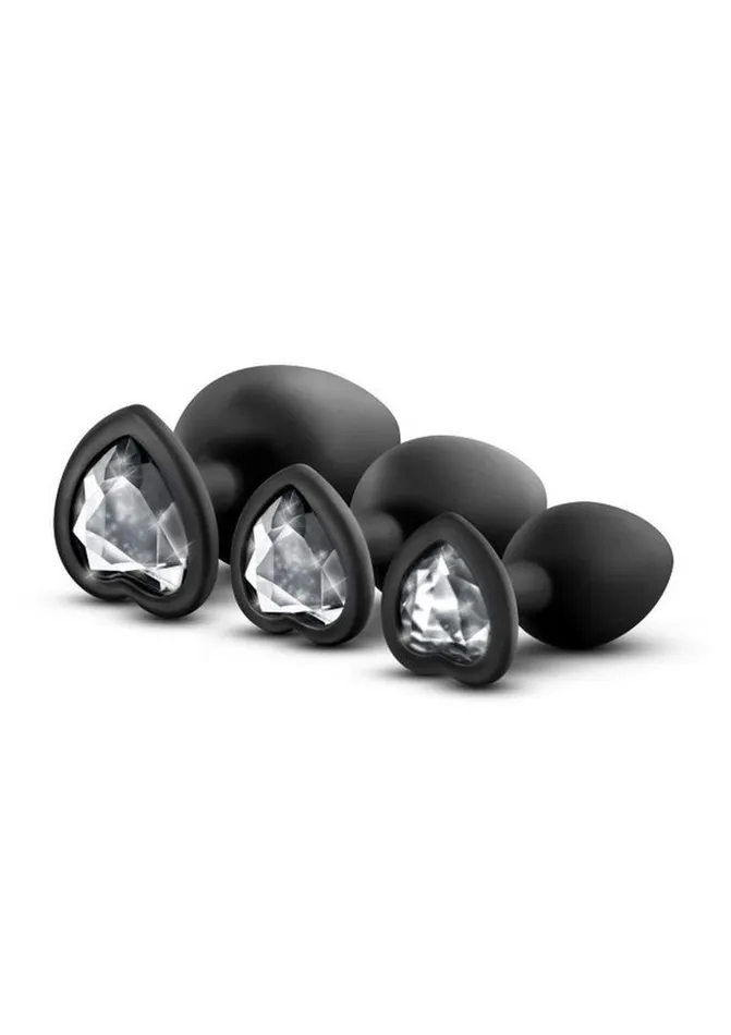 Luxe Luxe Bling Butt Plugs Silicone Training Kit with White Gems 3 Size Kit Anal
