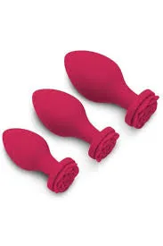 Male Sex Toys Playthings Miami Butt Plug with Roses 3 Size set