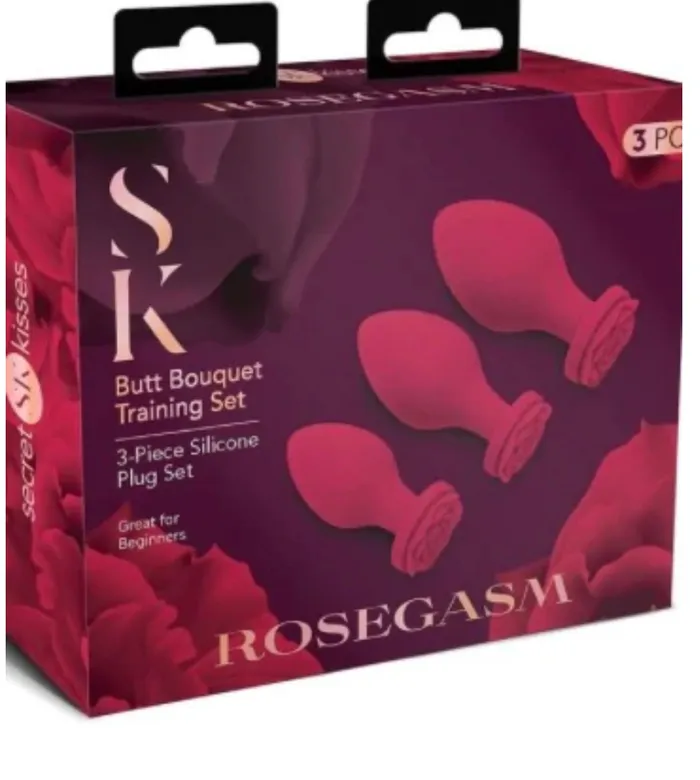 Male Sex Toys Playthings Miami Butt Plug with Roses 3 Size set