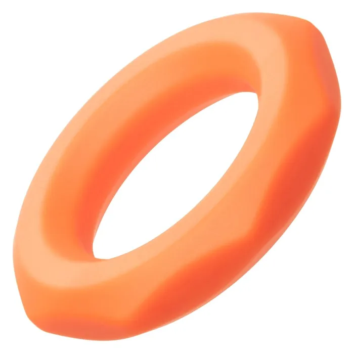 Alpha Liquid Silicone Sexagon Ring Orange CalExotics Male Sex Toys Alpha Liquid Silicone Sexagon Ring Orange CalExotics Male Sex Toys