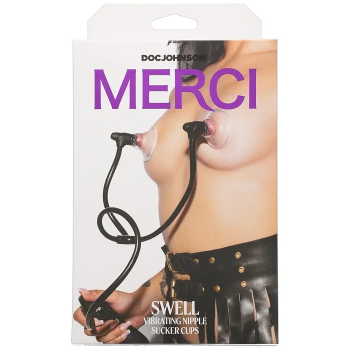 Doc Johnson Anal Merci Swell Auto Vibrating Nipple Sucker Cups Black