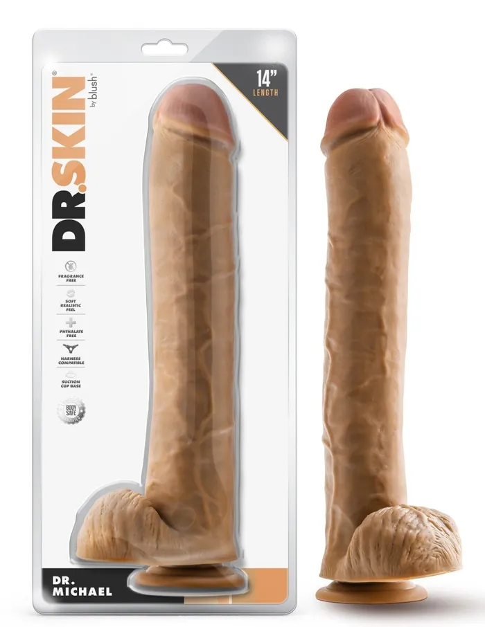 Dr Skin Dr Michael 14 Inch Dildo With Balls Blush Dildos