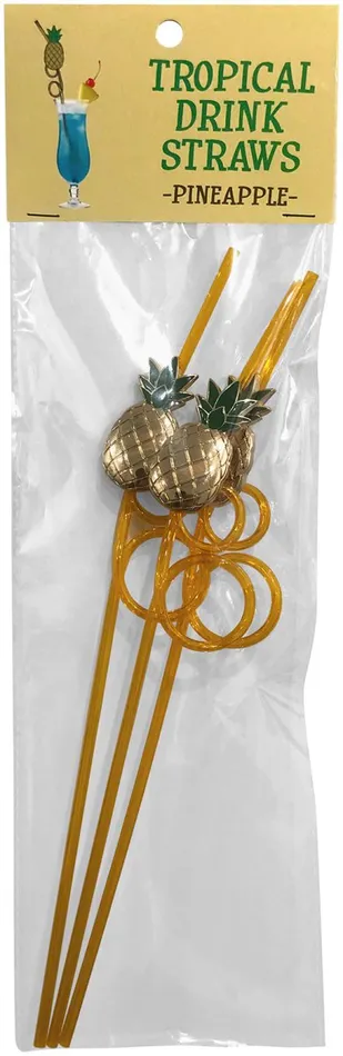 Enhancers Tropical Drinking Straws Pineapple 3 Pack Holiday Blowout Sale