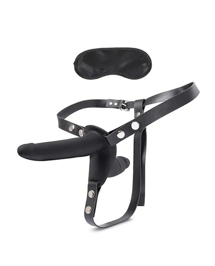 Lux Fetish Female Sex Toys Silicone Strap on Harness Dildo With Internal Penetration Black Lux Fetish Female Sex Toys Silicone Strap on Harness Dildo With Internal Penetration Black