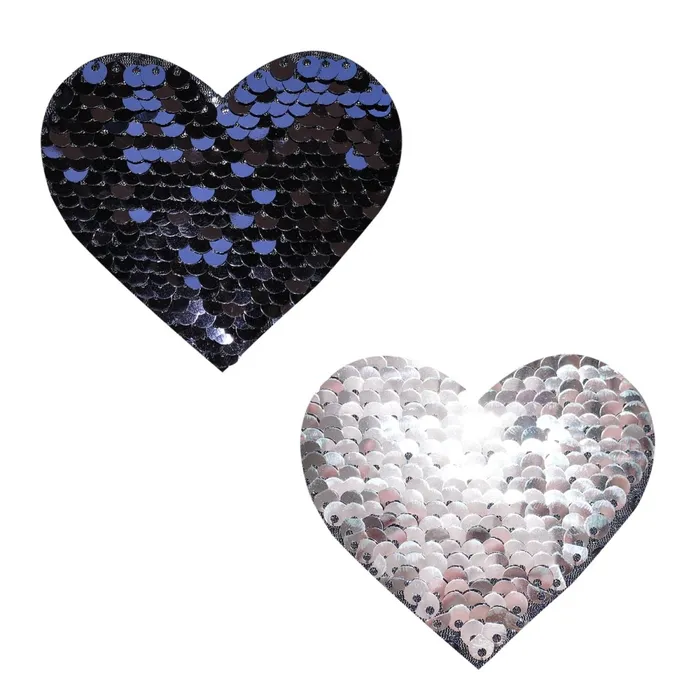 Neva Nude Anal Sequin Medusa Magic Flip Black to Silver I Heart U Nipztix Pasties Neva Nude Anal Sequin Medusa Magic Flip Black to Silver I Heart U Nipztix Pasties