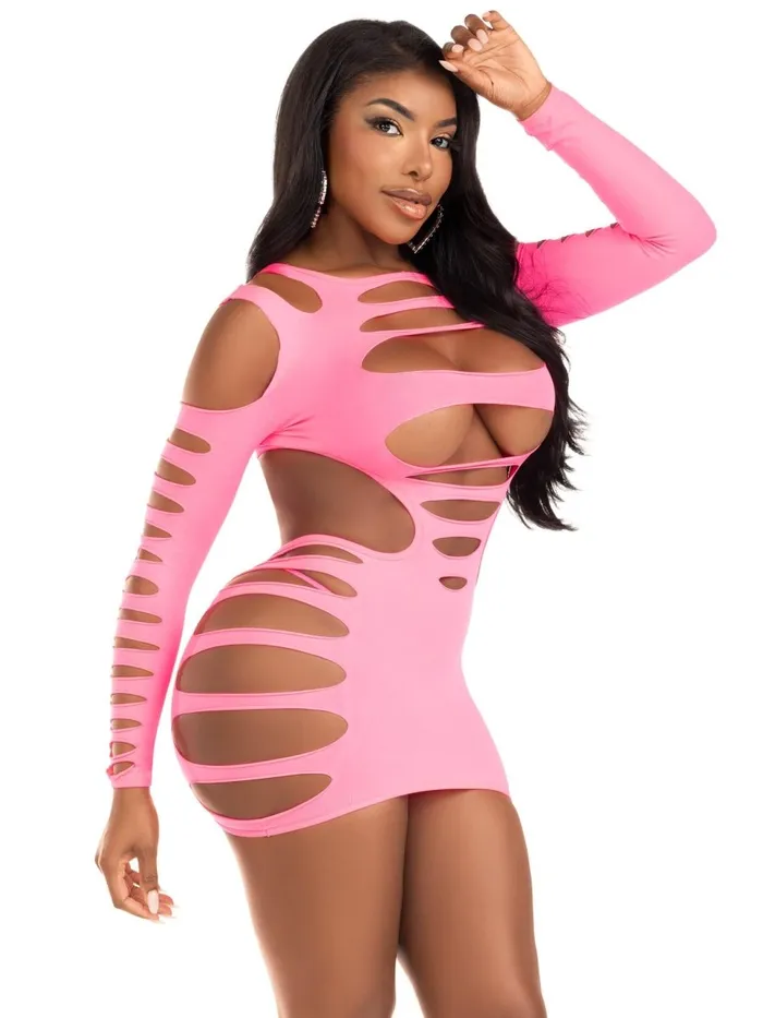 Opaque Shredded Cut Out Mini Dress One Size Neon Pink Leg Avenue Vibrators Opaque Shredded Cut Out Mini Dress One Size Neon Pink Leg Avenue Vibrators