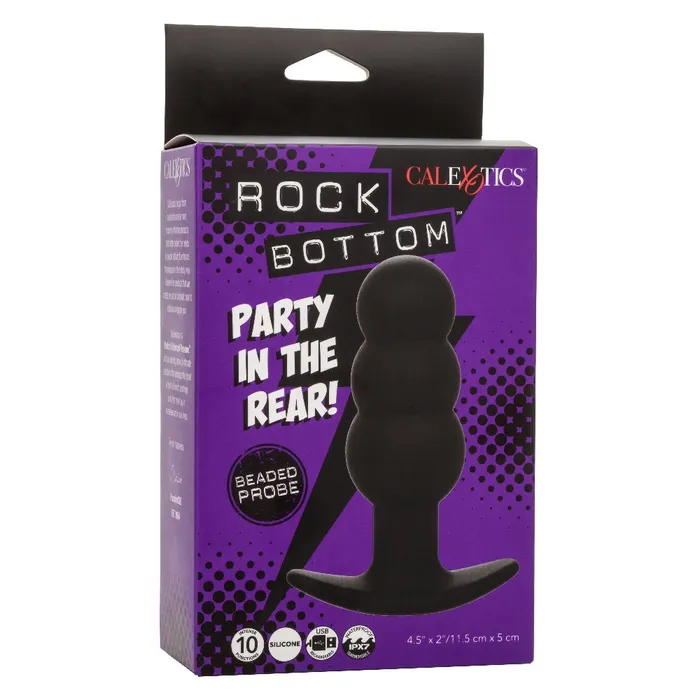 Rock Bottom Beaded Probe Black CalExotics Anal Rock Bottom Beaded Probe Black CalExotics Anal