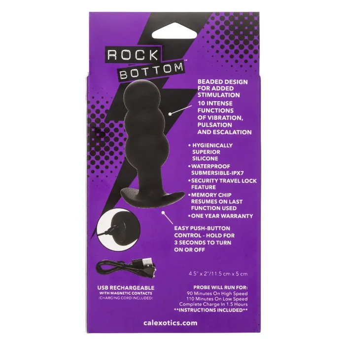 Rock Bottom Beaded Probe Black CalExotics Anal Rock Bottom Beaded Probe Black CalExotics Anal