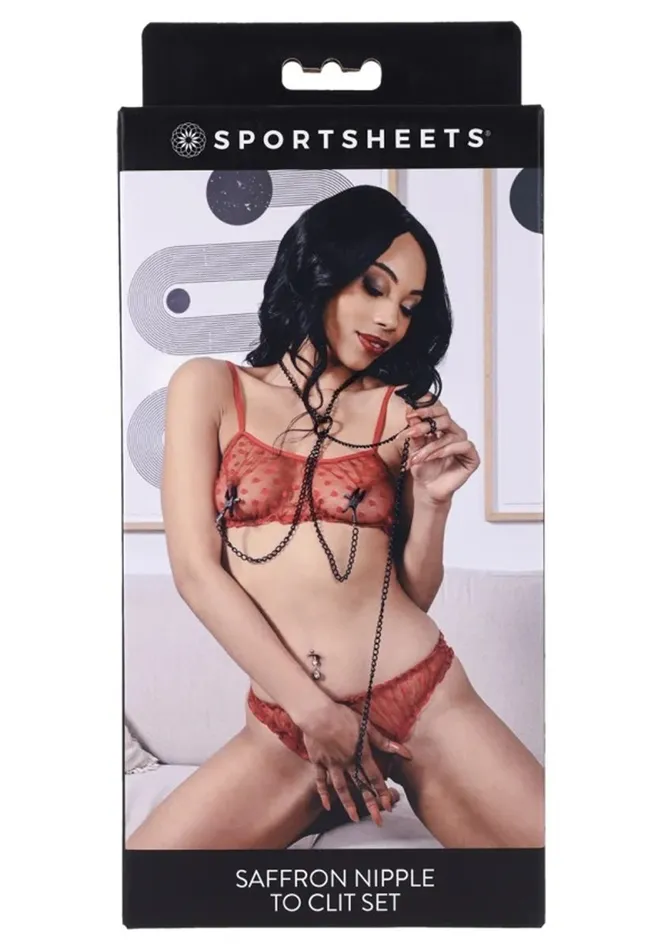 Sportsheets Saffron Nipple to Clit Set Black Anal