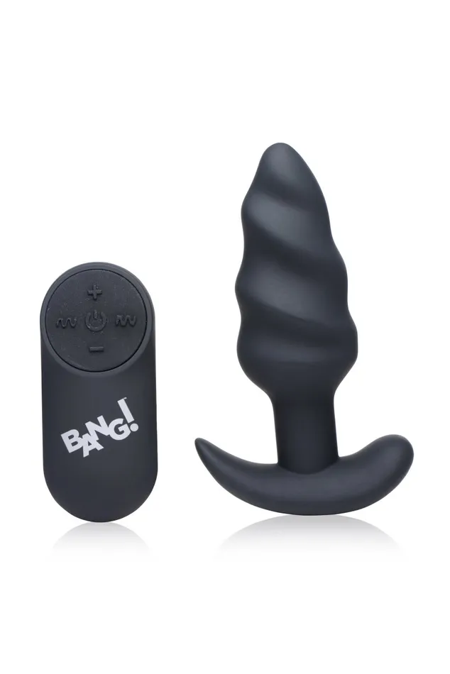 XR Brands Bang Male Sex Toys 21x Silicone Swirl Plug With Remote