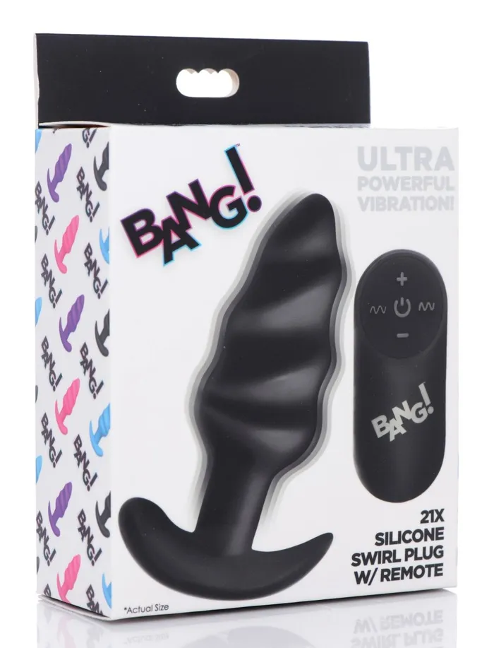 XR Brands Bang Male Sex Toys 21x Silicone Swirl Plug With Remote XR Brands Bang Male Sex Toys 21x Silicone Swirl Plug With Remote
