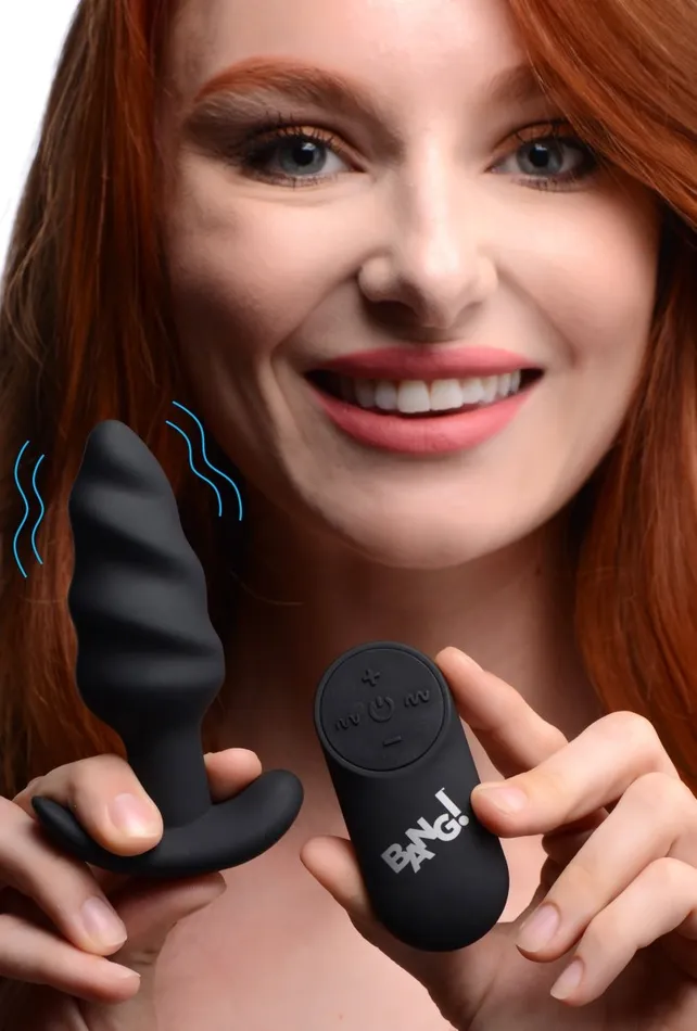 XR Brands Bang Male Sex Toys 21x Silicone Swirl Plug With Remote XR Brands Bang Male Sex Toys 21x Silicone Swirl Plug With Remote