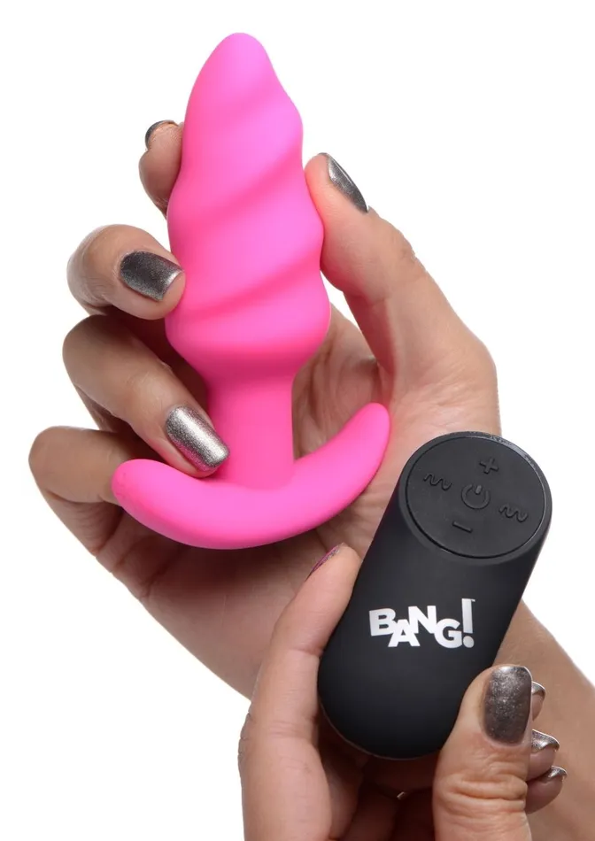 XR Brands Bang Male Sex Toys 21x Silicone Swirl Plug With Remote XR Brands Bang Male Sex Toys 21x Silicone Swirl Plug With Remote