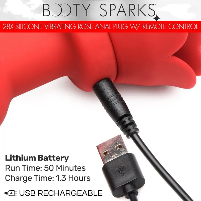 XR Brands Booty Sparks Male Sex Toys 28x Silicone Vibrating Rose Anal Plug With Remote XR Brands Booty Sparks Male Sex Toys 28x Silicone Vibrating Rose Anal Plug With Remote