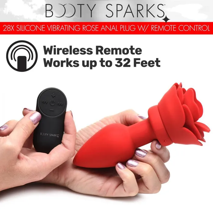 XR Brands Booty Sparks Male Sex Toys 28x Silicone Vibrating Rose Anal Plug With Remote XR Brands Booty Sparks Male Sex Toys 28x Silicone Vibrating Rose Anal Plug With Remote