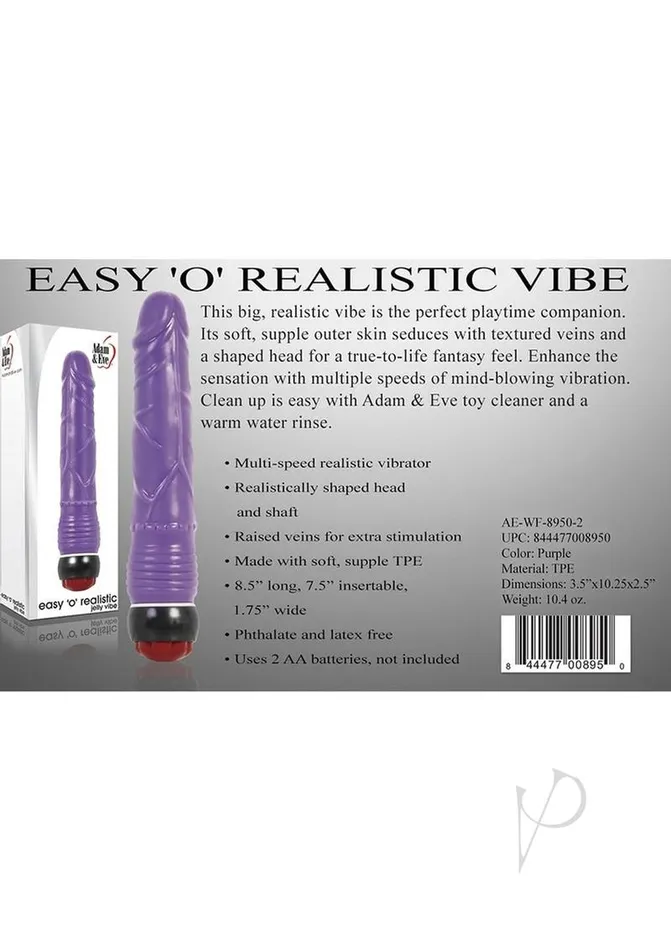 Aande Easy O Realistic Jelly Vibe Purple Adam and Eve Vibrators Aande Easy O Realistic Jelly Vibe Purple Adam and Eve Vibrators