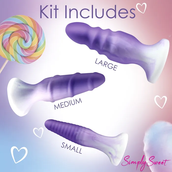 Anal Curve Toys 3 Piece Butt Plug Set Purple