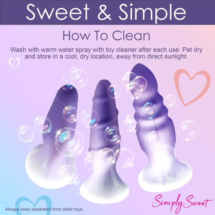 Anal Curve Toys 3 Piece Butt Plug Set Purple
