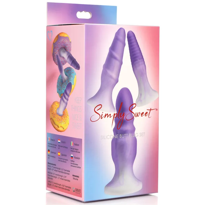 Anal Curve Toys 3 Piece Butt Plug Set Purple