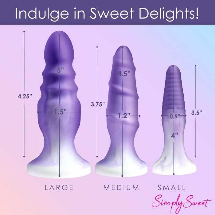Anal Curve Toys 3 Piece Butt Plug Set Purple