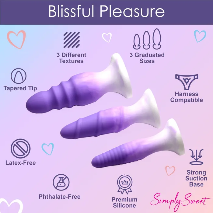 Anal Curve Toys 3 Piece Butt Plug Set Purple