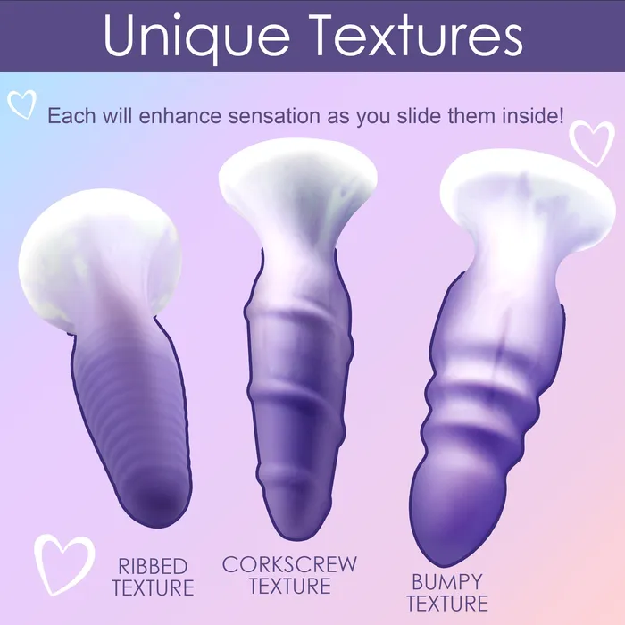 Anal Curve Toys 3 Piece Butt Plug Set Purple