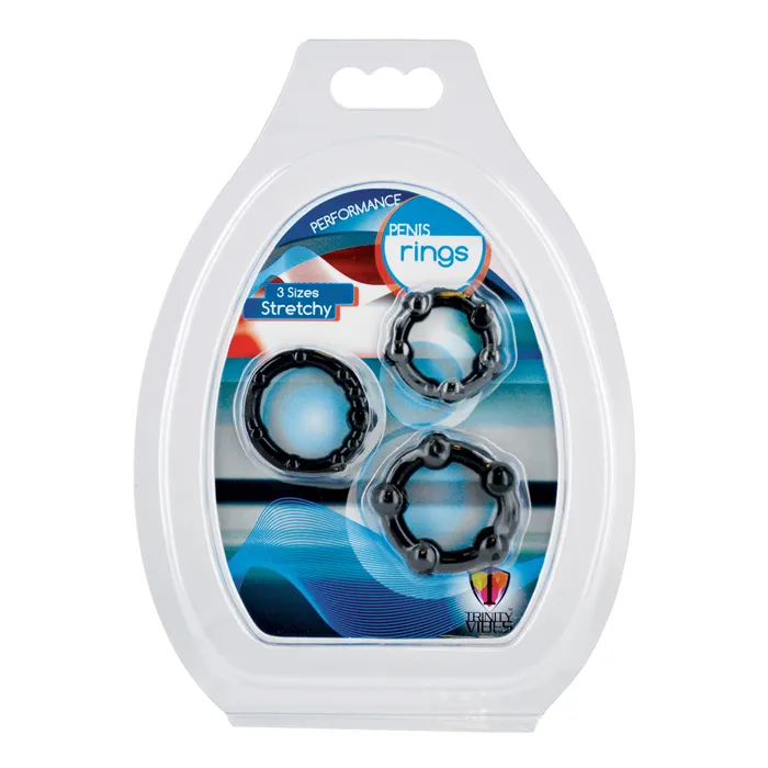 Black Performance Erection Rings Packaged XR Brands Anal