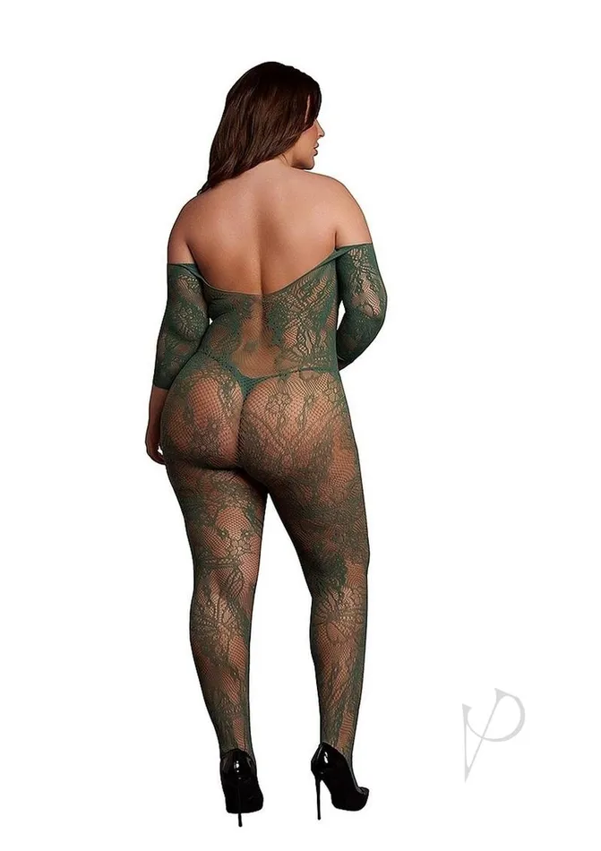 Bodystockings Playsuits Lace Long Sleeved Bodystocking Qn Grn Le Desir