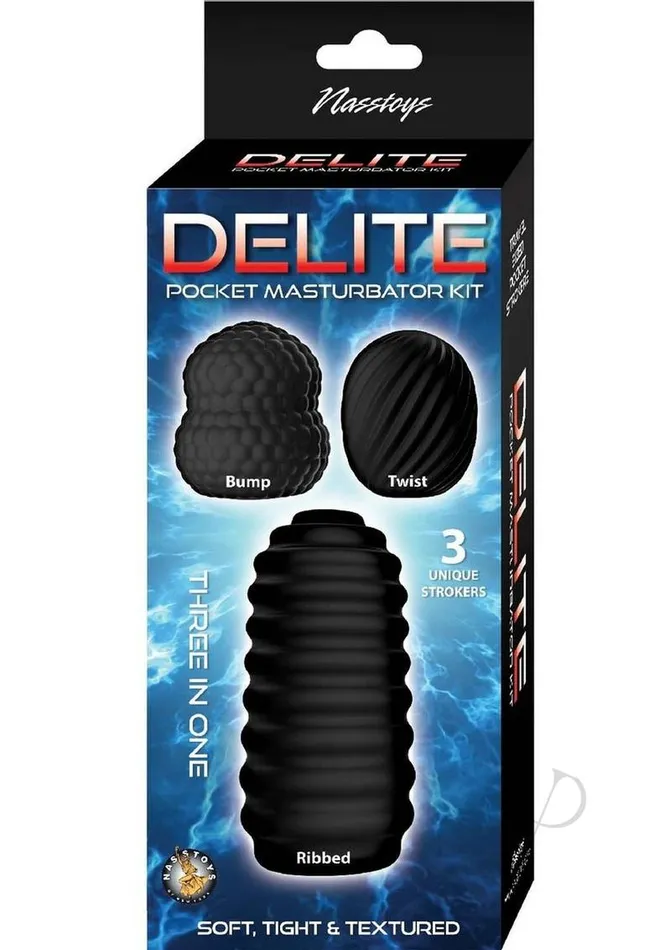 Delite Pocket Masturbator Kit Black Novelties By Nasswalk Inc Male Sex Toys