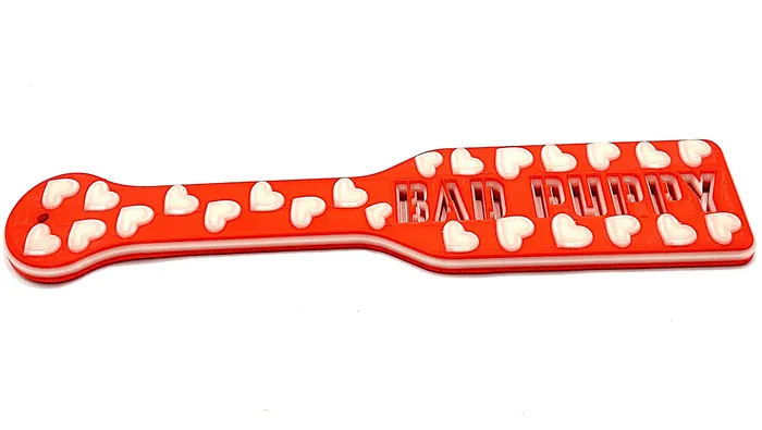 Dildos FetishToyBox 3D Printed Spanking Paddle Red PUPPY Blue Glow in the Dark