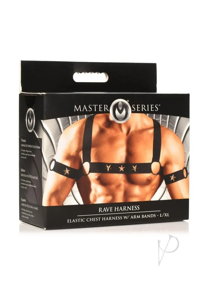 Female Sex Toys Master Series Ms Rave Chest Harness Lxl Blkgld